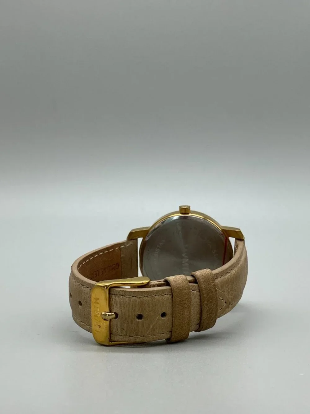 MVMT Gold Pearl Womens Watch 38mm MOP Dial Gold Tone Leather Date New Battery